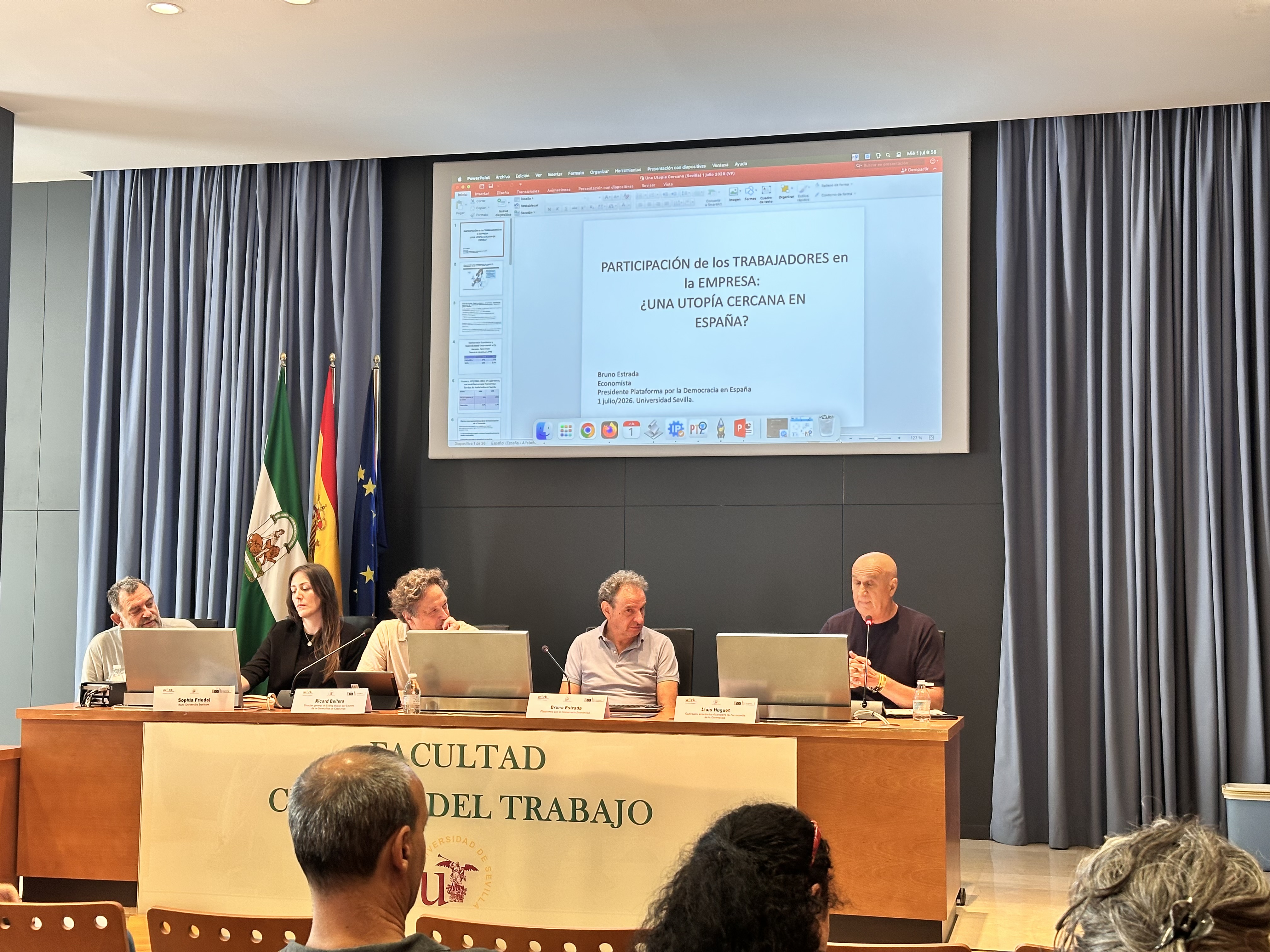 Bruno Estrada, presidente de la Plataforma por la Democracia Económica participó en la "Escuela de Verano sobre democracia en el trabajo en Europa" que tuvo lugar en Sevilla 